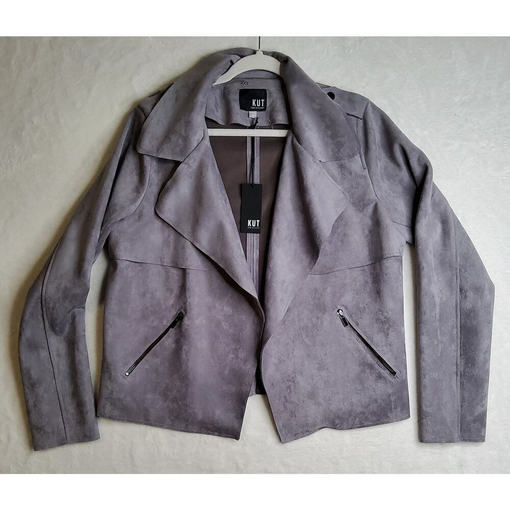 Kut from Kloth‎ NWT XL gray Faux Suede super soft Open front Waterfall Ws jacket